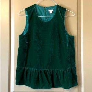 Green velour peplum top